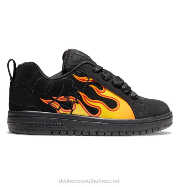 Black/Flames PR2L535 DC Shoes Kids' Court Graffik Shoes