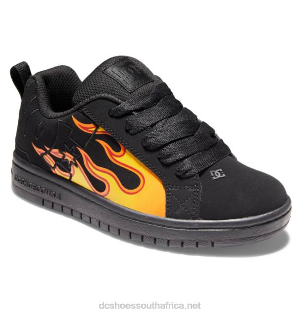 Black/Flames PR2L535 DC Shoes Kids' Court Graffik Shoes