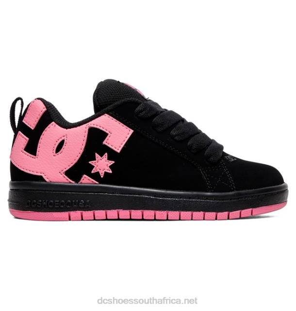Black/Pink PR2L537 DC Shoes Kids' Court Graffik Shoes