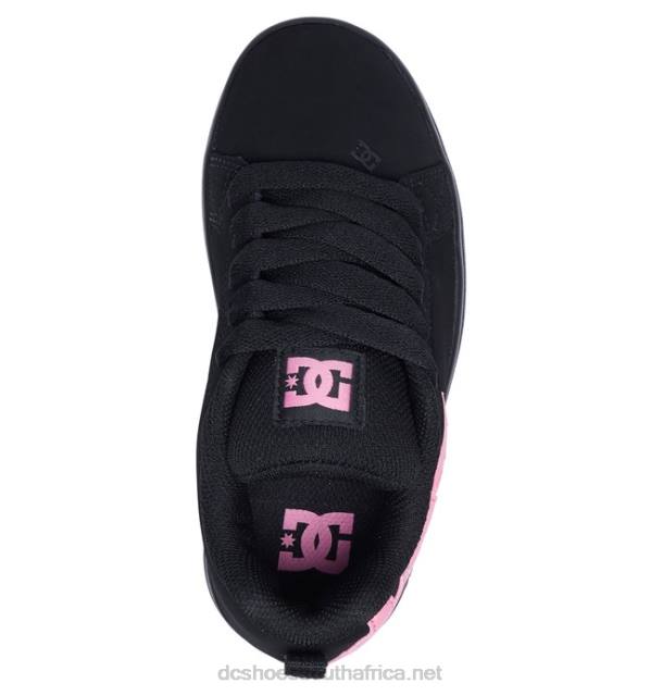 Black/Pink PR2L537 DC Shoes Kids' Court Graffik Shoes