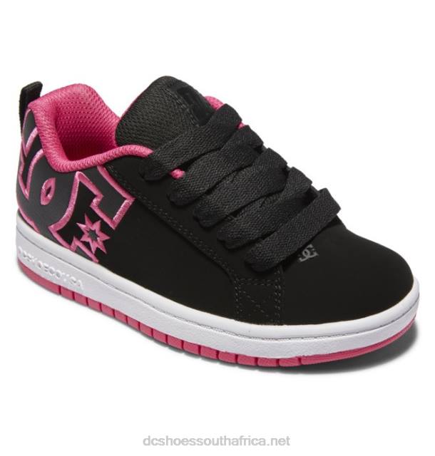 Black/Pink Stencil PR2L544 DC Shoes Kids' Court Graffik Shoes