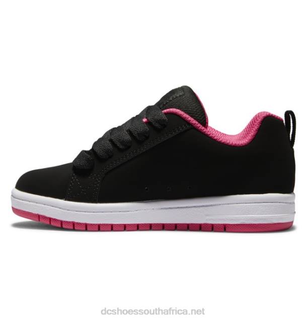 Black/Pink Stencil PR2L544 DC Shoes Kids' Court Graffik Shoes
