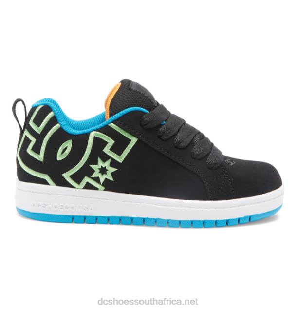 Black/White/Green PR2L550 DC Shoes Kids' Court Graffik Shoes