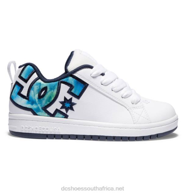 White/Blue/Green PR2L532 DC Shoes Kids' Court Graffik Shoes