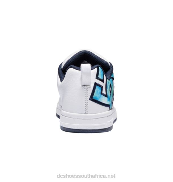White/Blue/Green PR2L532 DC Shoes Kids' Court Graffik Shoes