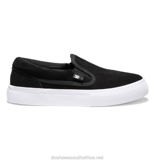 Black/White PR2L509 DC Shoes Kids' Manual Slip-On Suede Shoes