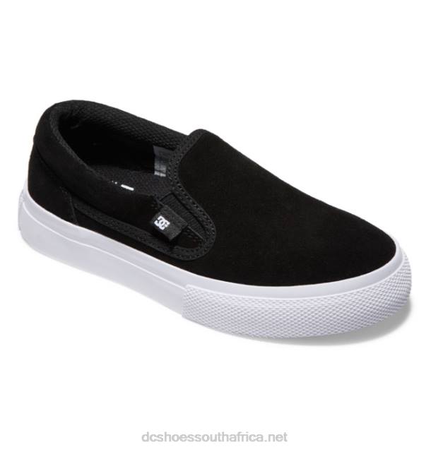 Black/White PR2L509 DC Shoes Kids' Manual Slip-On Suede Shoes