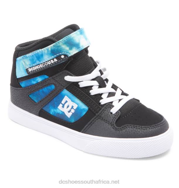 Black/Blue/Green PR2L533 DC Shoes Kids' Pure High Elastic Lace High-Top Shoes