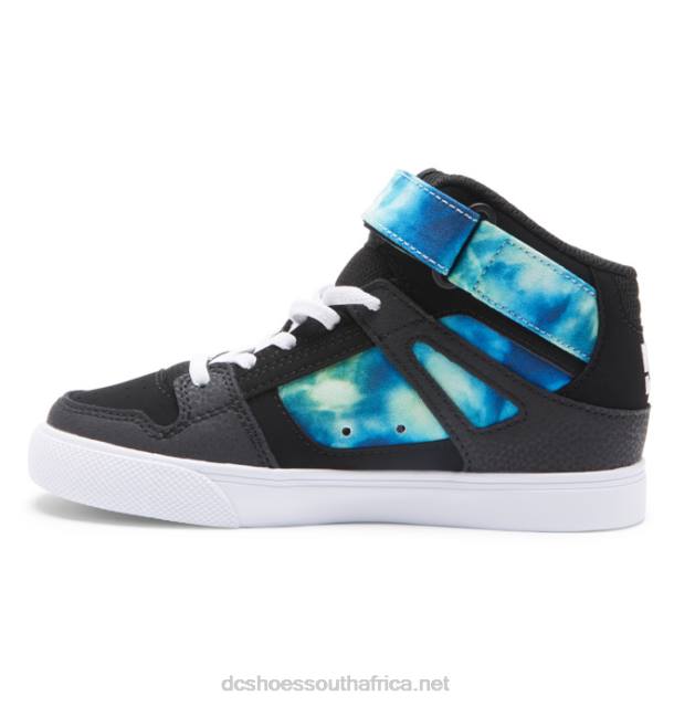 Black/Blue/Green PR2L533 DC Shoes Kids' Pure High Elastic Lace High-Top Shoes