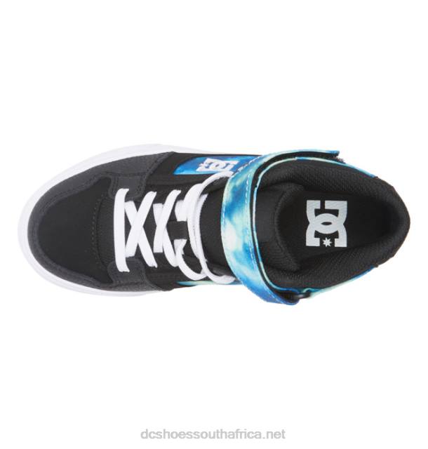 Black/Blue/Green PR2L533 DC Shoes Kids' Pure High Elastic Lace High-Top Shoes