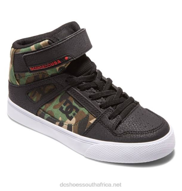 Black Camo PR2L542 DC Shoes Kids' Pure High Elastic Lace High-Top Shoes