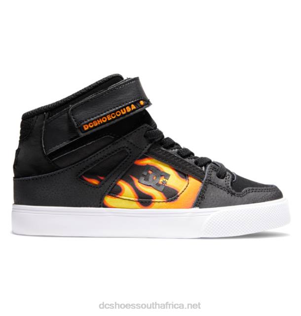 Black/Flames PR2L523 DC Shoes Kids' Pure High Elastic Lace High-Top Shoes