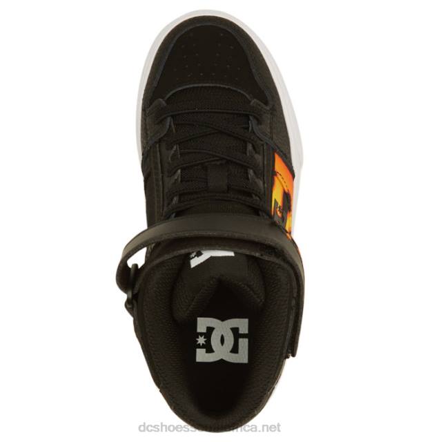 Black/Flames PR2L523 DC Shoes Kids' Pure High Elastic Lace High-Top Shoes