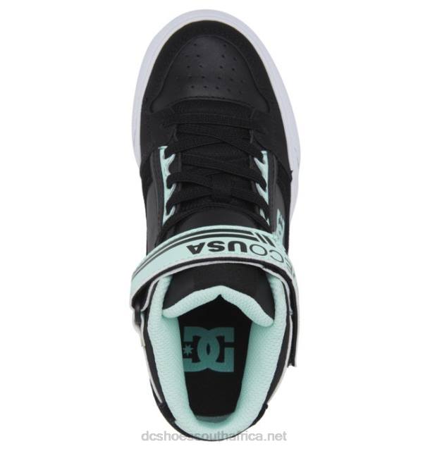 Black/Green PR2L545 DC Shoes Pure Hi Ev - High-Top Shoes for Girls