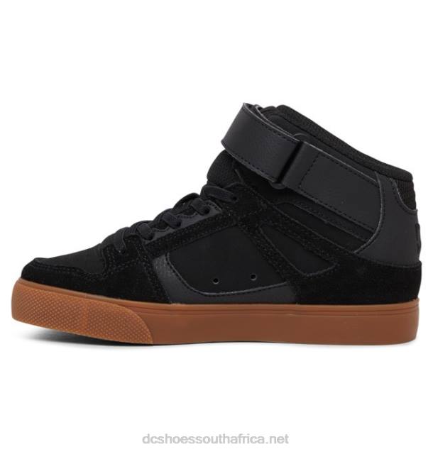 Black/Gum PR2L546 DC Shoes Kids' Pure High Elastic Lace High-Top Shoes