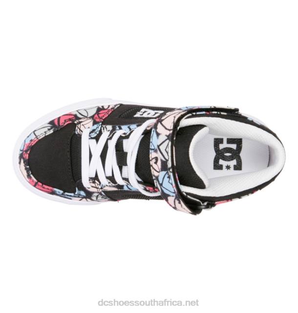 Black/Multi PR2L531 DC Shoes Pure Hi Ev - High-Top Shoes for Girls