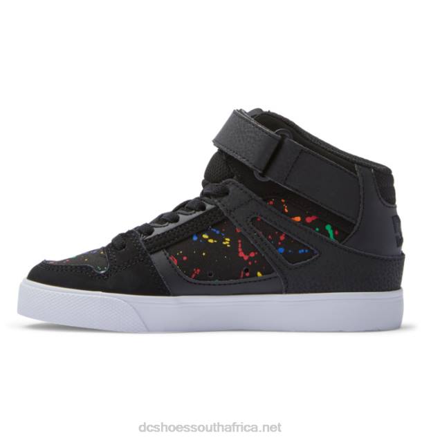 Black/Splatter PR2L526 DC Shoes Kids' Pure High Elastic Lace High-Top Shoes