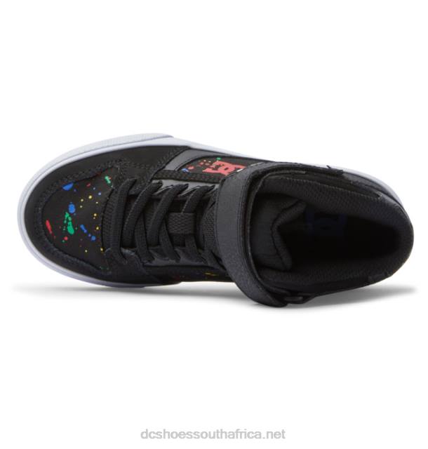 Black/Splatter PR2L526 DC Shoes Kids' Pure High Elastic Lace High-Top Shoes