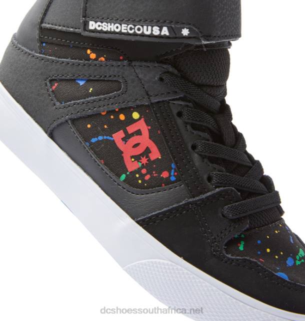 Black/Splatter PR2L526 DC Shoes Kids' Pure High Elastic Lace High-Top Shoes
