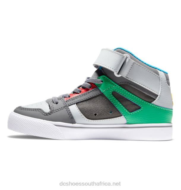 Grey/Green PR2L569 DC Shoes Kids' Pure High Elastic Lace High-Top Shoes