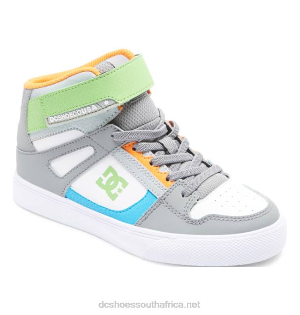 Grey/White PR2L567 DC Shoes Kids' Pure High Elastic Lace High-Top Shoes