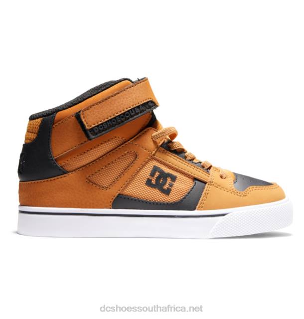 Wheat/Black PR2L522 DC Shoes Kids' Pure High Elastic Lace High-Top Shoes