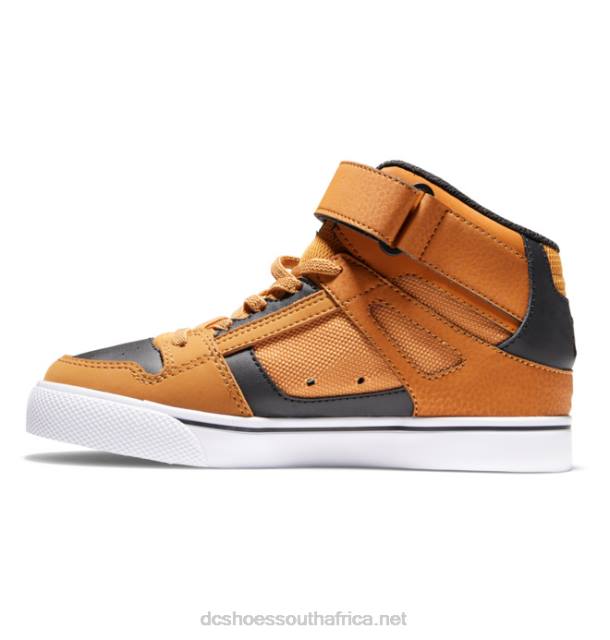 Wheat/Black PR2L522 DC Shoes Kids' Pure High Elastic Lace High-Top Shoes
