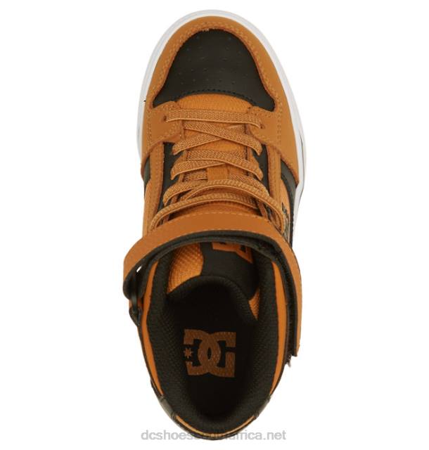 Wheat/Black PR2L522 DC Shoes Kids' Pure High Elastic Lace High-Top Shoes