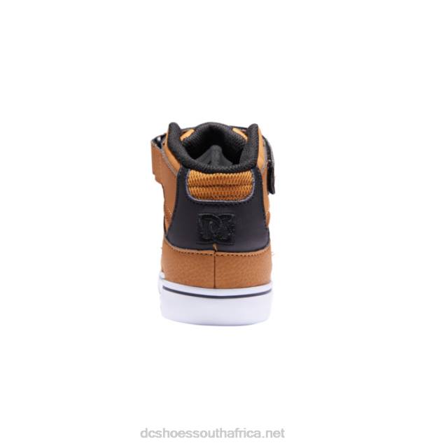 Wheat/Black PR2L522 DC Shoes Kids' Pure High Elastic Lace High-Top Shoes