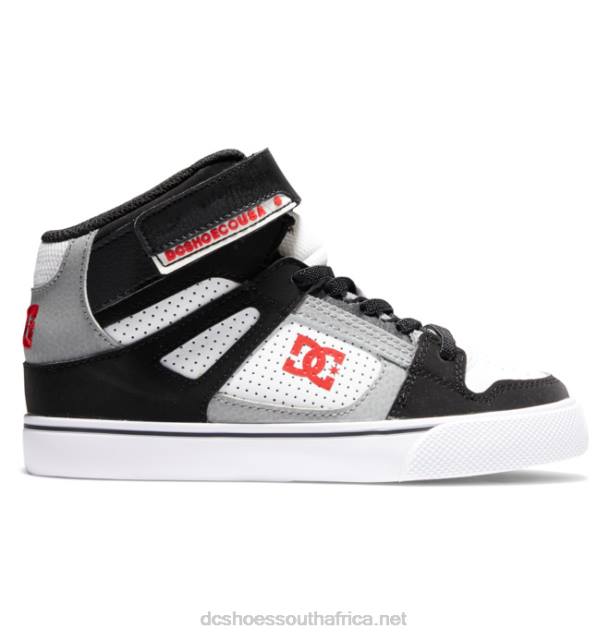 White/Black/Red PR2L524 DC Shoes Kids' Pure High Elastic Lace High-Top Shoes