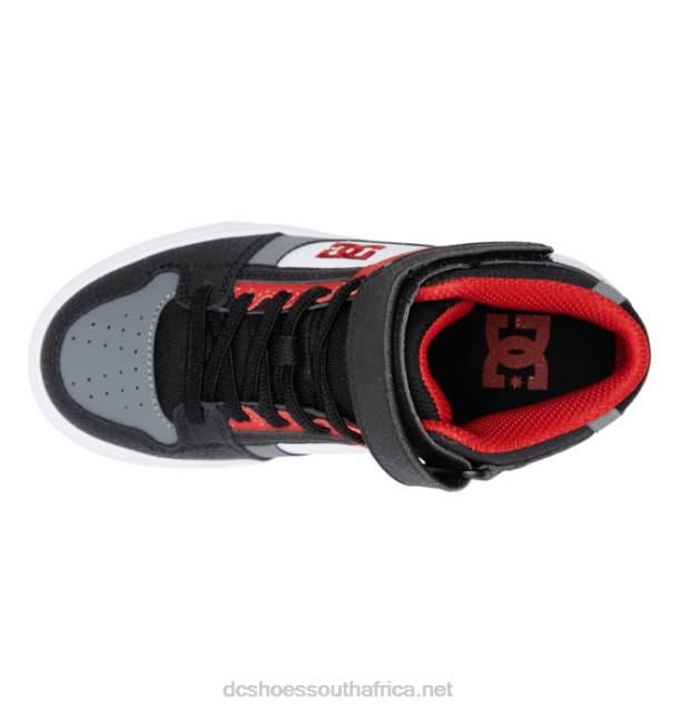 White/Grey/Red PR2L539 DC Shoes Kids' Pure High Elastic Lace High-Top Shoes