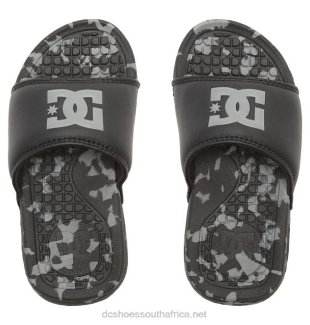 Black/Grey PR2L507 DC Shoes Kids' Bolsa Slides