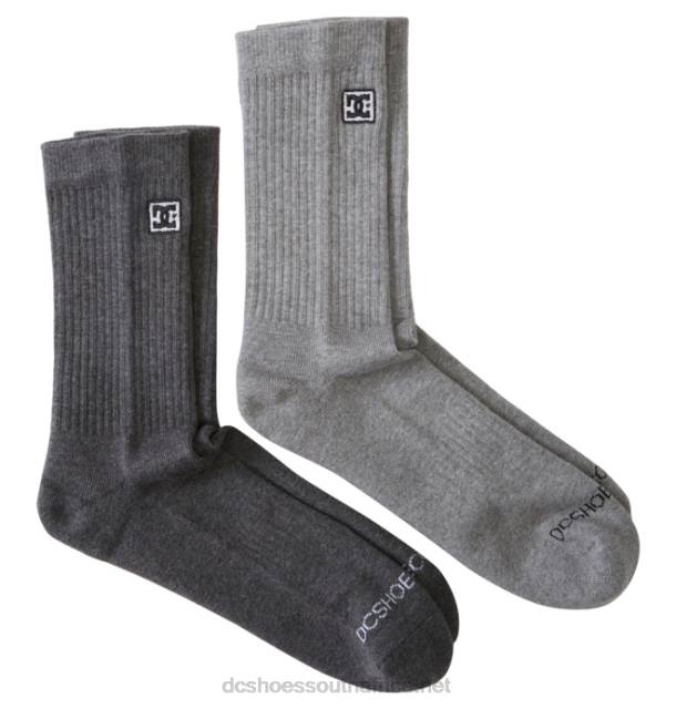 Light Grey Heather PR2L120 DC Shoes Men's DC 2-Pack Crew Socks