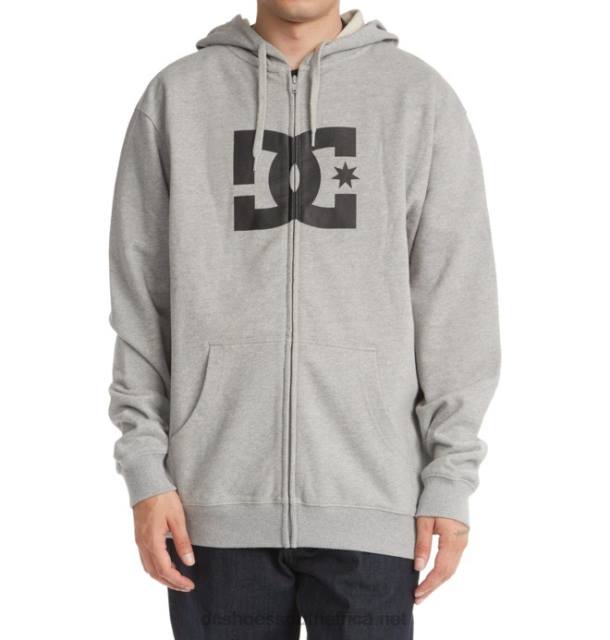 Heather Grey PR2L399 DC Shoes Men's DC Star Zip-Up Hoodie