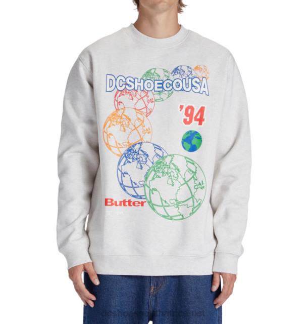 Snow Heather PR2L170 DC Shoes Men's Butter Goods x DC World Crewneck Sweatshirt