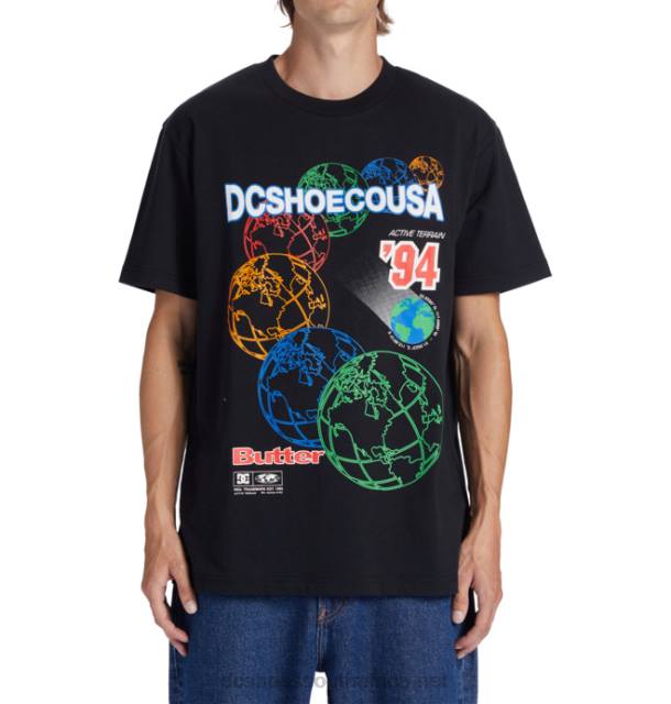 Black PR2L234 DC Shoes Men's Butter Goods x DC World Heritage T-Shirt