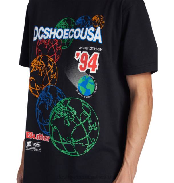 Black PR2L234 DC Shoes Men's Butter Goods x DC World Heritage T-Shirt