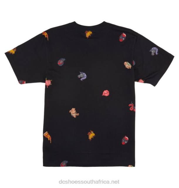 Black PR2L404 DC Shoes Men's Marvel Deadpool x DC All Over Pocket T-Shirt
