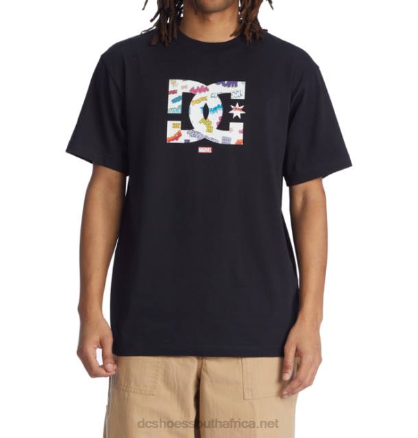 Black PR2L412 DC Shoes Men's Marvel Deadpool x DC Wham Star T-Shirt