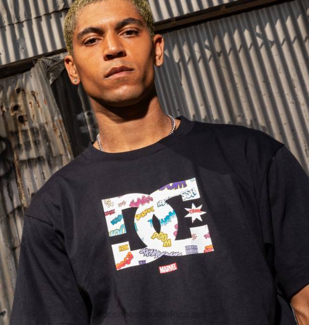 Black PR2L412 DC Shoes Men's Marvel Deadpool x DC Wham Star T-Shirt
