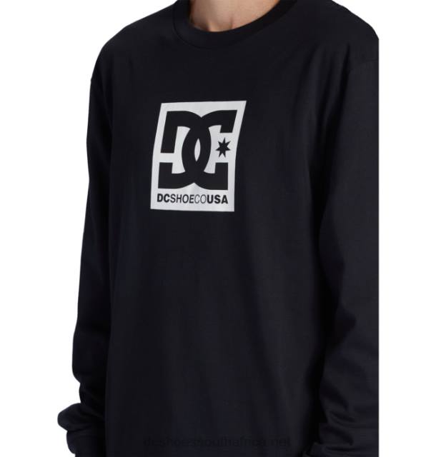 Black PR2L416 DC Shoes Men's DC Square Star Long Sleeve T-Shirt
