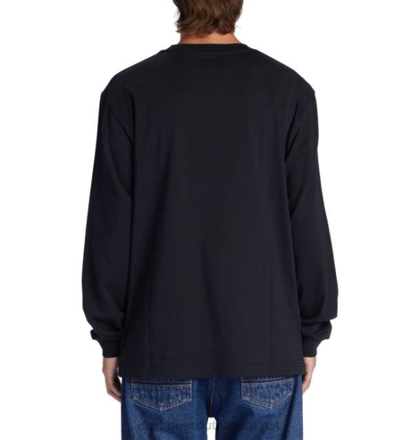 Black PR2L416 DC Shoes Men's DC Square Star Long Sleeve T-Shirt