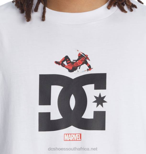 White PR2L409 DC Shoes Men's Marvel Deadpool x DC Jump Star Tee