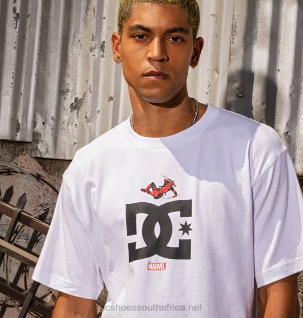 White PR2L409 DC Shoes Men's Marvel Deadpool x DC Jump Star Tee