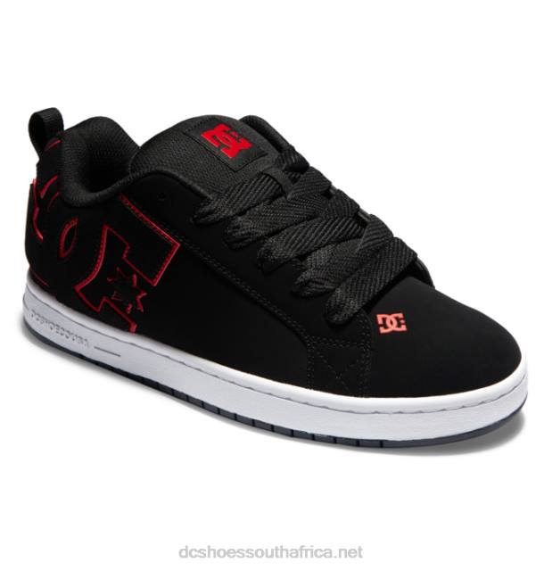 Black/Red/White PR2L292 DC Shoes Men's Court Graffik Shoes