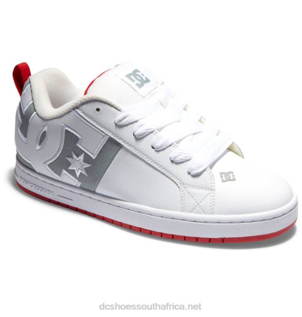 White/Grey/Red PR2L66 DC Shoes Men's Court Graffik Shoes