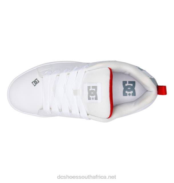 White/Grey/Red PR2L66 DC Shoes Men's Court Graffik Shoes