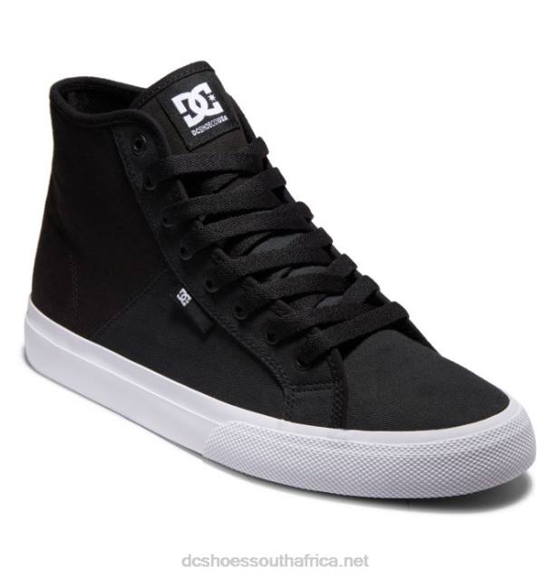 Black/White PR2L94 DC Shoes Men's Manual HI High-Top Refibra Shoes
