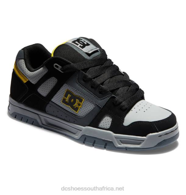 Grey/Black/Yellow PR2L57 DC Shoes Men's Stag Shoes