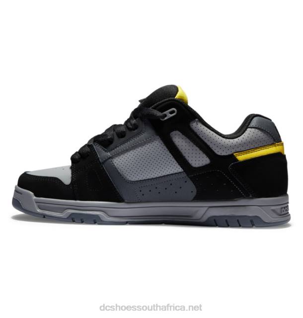 Grey/Black/Yellow PR2L57 DC Shoes Men's Stag Shoes